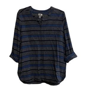 OLD NAVY Blue Black and White Striped Tunic Top